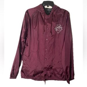 Pink Dolphin Burgundy Unisex Medium Hooded Windbreaker NWOT Logo Snaps